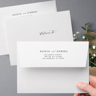 Simple elegant modern wedding return address envelope