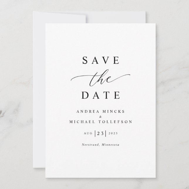 Simple Elegant Modern Wedding Save The Date (Front)