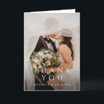 Simple Elegant Modern Wedding Vertical Photo Thank You Card<br><div class="desc">Simple Elegant Modern Wedding Vertical Photo Thank You Card features your full wedding photo,  with elegant type overlay. Customise your special wedding thank you on the back,  or remove it to leave the back blank for your handwritten message of thanks.</div>