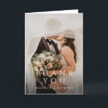 Simple Elegant Modern Wedding Vertical Photo Thank You Card<br><div class="desc">Simple Elegant Modern Wedding Vertical Photo Thank You Card features your full wedding photo,  with elegant type overlay. Customise your special wedding thank you on the back,  or remove it to leave the back blank for your handwritten message of thanks.</div>