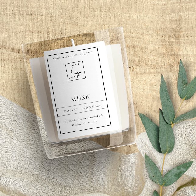 SIMPLE ELEGANT MODERN WHITE LOGO BORDER CANDLE FOOD LABEL (Creator Uploaded)