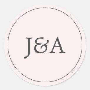 Simple Elegant Monogram Blush Pink Envelope Seal