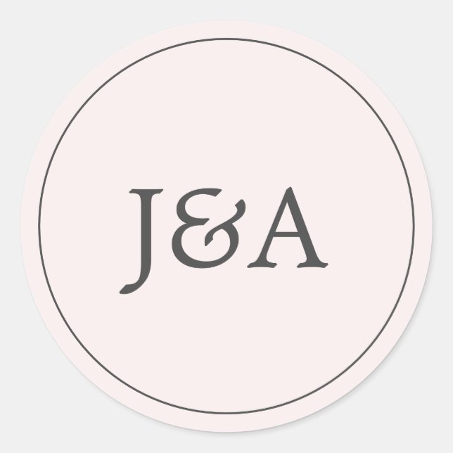 Simple Elegant Monogram Blush Pink Envelope Seal (Front)