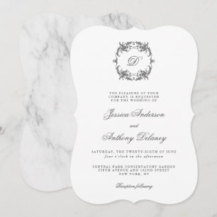 Simple Elegant Monogram Classic Wedding Invitation