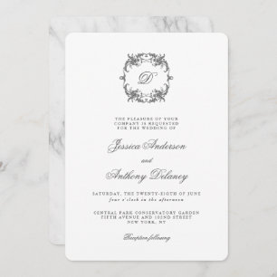 Simple Elegant Monogram Classic Wedding Invitation