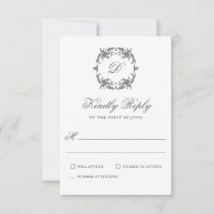 Simple Elegant Monogram Classic Wedding RSVP
