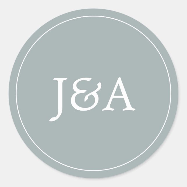 Simple Elegant Monogram Dusty Blue Envelope Seal (Front)