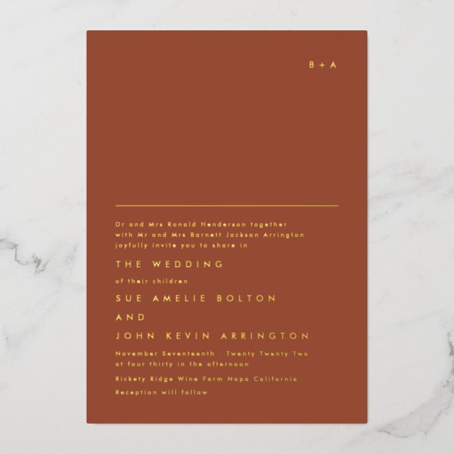 Simple Elegant Monogram Gold | Terracotta Desert (Front)