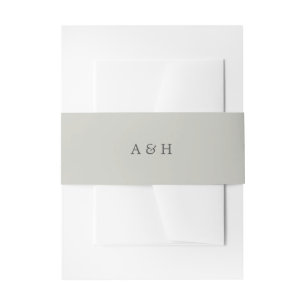 Simple Elegant Monogram Grey Sand Invitation Belly Band