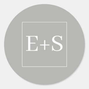 Simple Elegant Monogram Grey Wedding Envelope Seal