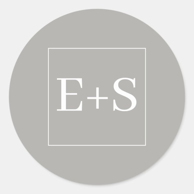 Simple Elegant Monogram Grey Wedding Envelope Seal (Front)