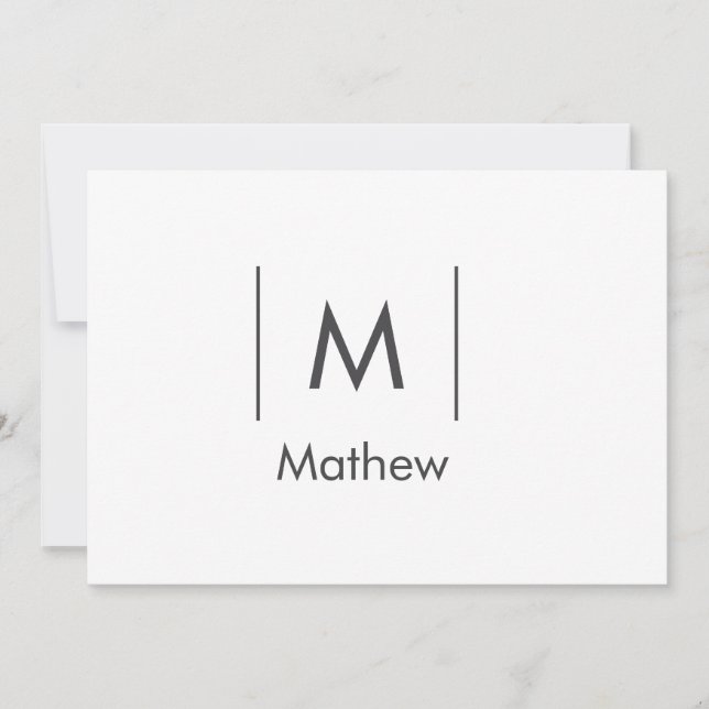 Simple elegant monogram groomsman man lines name  invitation (Front)