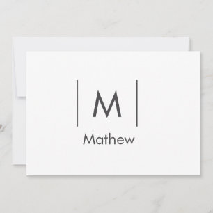 Simple elegant monogram groomsman man lines name invitation