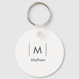 Simple elegant monogram groomsman man lines name key ring