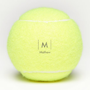 Simple elegant monogram groomsman man lines name tennis balls