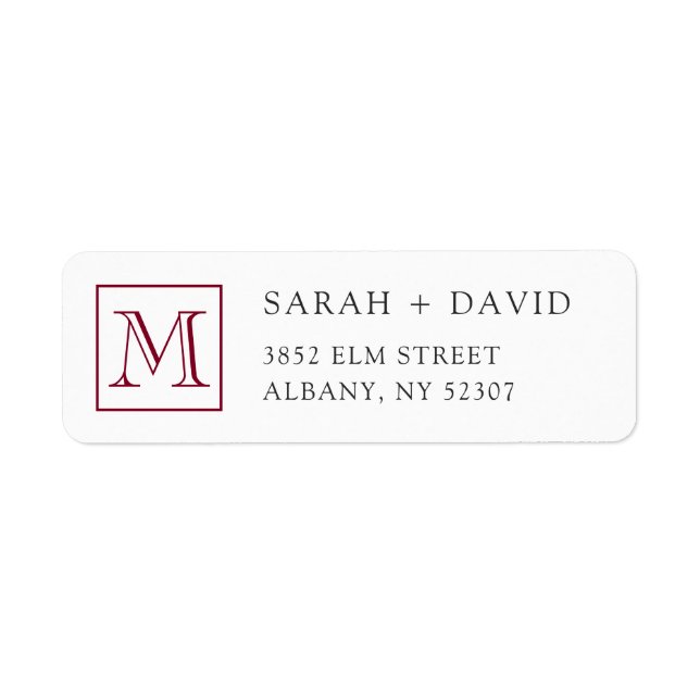 Simple Elegant Monogram Initial Return Address (Front)