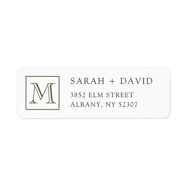 Simple Elegant Monogram Initial Return Address (Front)