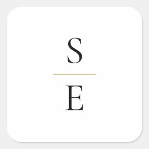 Simple Elegant Monogram Initials Wedding Square Sticker