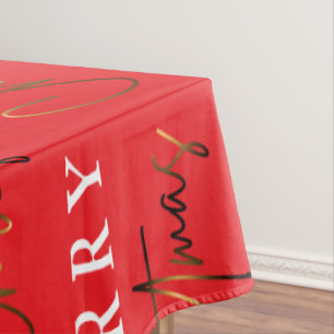 Simple Elegant Monogram Merry Christmas  Tablecloth