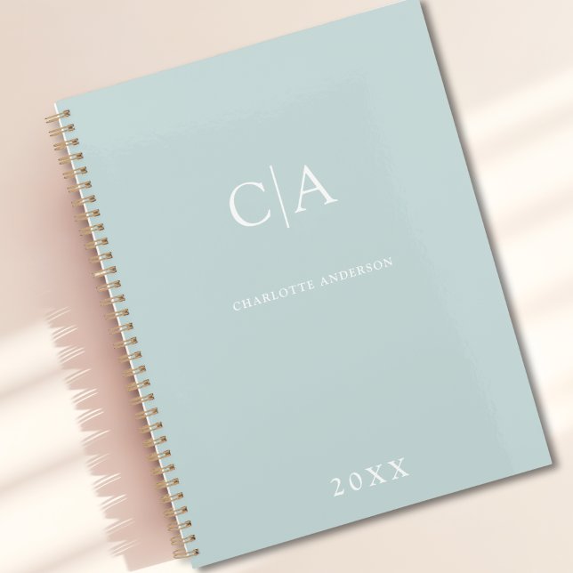 Simple, elegant monogram planner (Simple Elegant Monogram Mint Custom Planner)