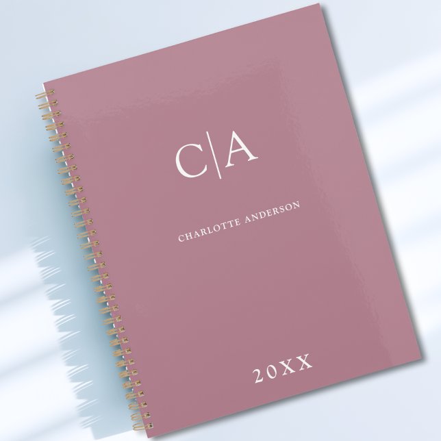 Simple, elegant monogram planner (Simple Elegant Monogram Plum Custom Planner with your Name, Initials or Message)