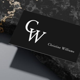 Simple Elegant Monogram Professional Black White Business Card
