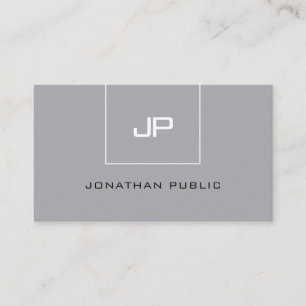 Simple Elegant Monogram Professional Modern Grey Business Card