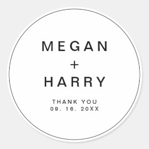 Simple Elegant Monogram Wedding Classic Round Sticker