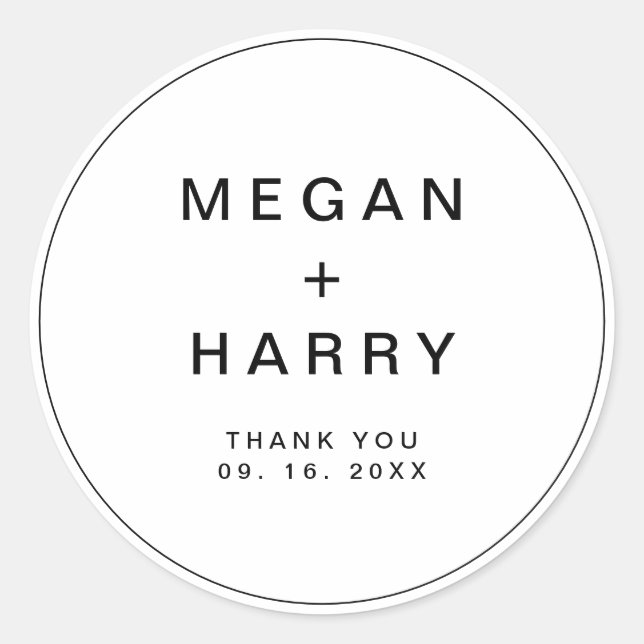 Simple Elegant Monogram Wedding Classic Round Sticker (Front)