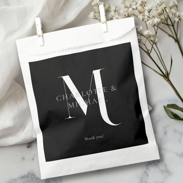 Simple, elegant, monogram wedding  favour bags (Simple, elegant, monogram " Thank You!"  wedding favor bag with your names.)