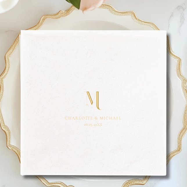 Simple, elegant, monogram, wedding foil napkins (Simple, elegant, monogram, wedding foil napkins)