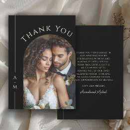 Simple Elegant Monogram Wedding Photo Thank You