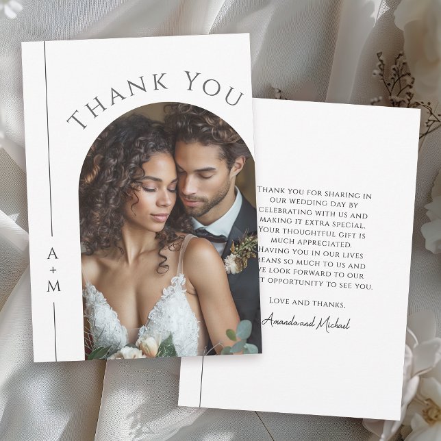 Simple Elegant Monogram Wedding Photo Thank You Card (Creator Uploaded)
