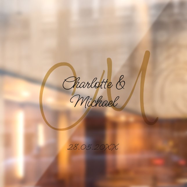 Simple, elegant, monogram wedding  window cling (Sheet 2)