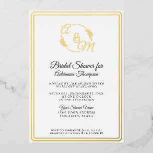 Simple Elegant Monogram White n Gold Bridal Shower