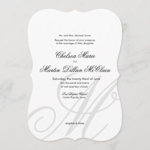 Simple Elegant Monogram white wedding invite