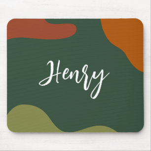 Simple elegant Monogrammed Script green and brown Mouse Mat