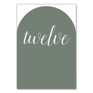 Simple Elegant Moss Green Rounded Table Number
