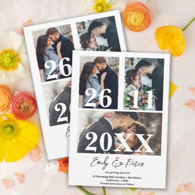Simple Elegant Multi Photo Wedding Save the Date (Simple Elegant Multi Photo Wedding Save the Date Invitation )