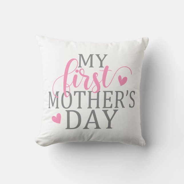 Simple Elegant My First Mother's Day Throw Pillow (Front)
