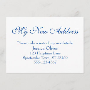 Simple, Elegant My New Address Dark Blue on White Enclosure Card