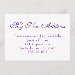 Simple, Elegant My New Address Purple on White Enclosure Card