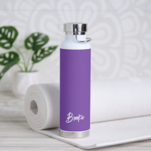 Simple Elegant Name Purple Modern Water Bottle