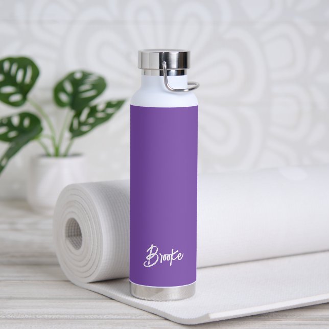 Simple Elegant Name Purple Modern Water Bottle (Yoga)
