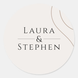 Simple Elegant Names Monogram Wedding Envelope Classic Round Sticker