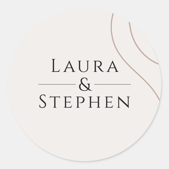 Simple Elegant Names Monogram Wedding Envelope Classic Round Sticker (Front)