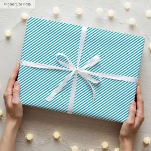 Simple Elegant Narrow Striped Pattern Teal Wrapping Paper