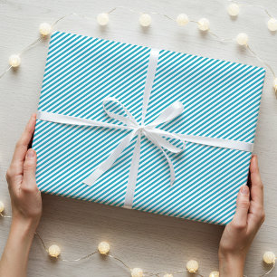 Simple Elegant Narrow Striped Pattern Teal Wrapping Paper