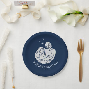 Simple Elegant Nativity Baby Jesus Merry Christmas Paper Plate