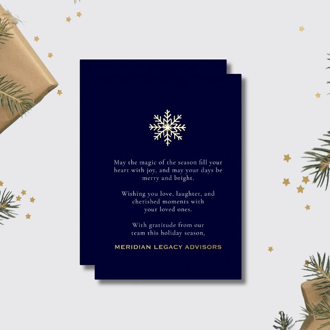 Simple Elegant Navy Blue and Gold Foil Holiday Card (Creator Uploaded)